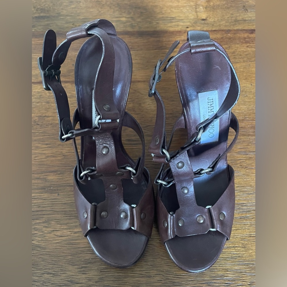 Jimmy Choo Dark Brown Strappy Heels - Picture 9 of 10